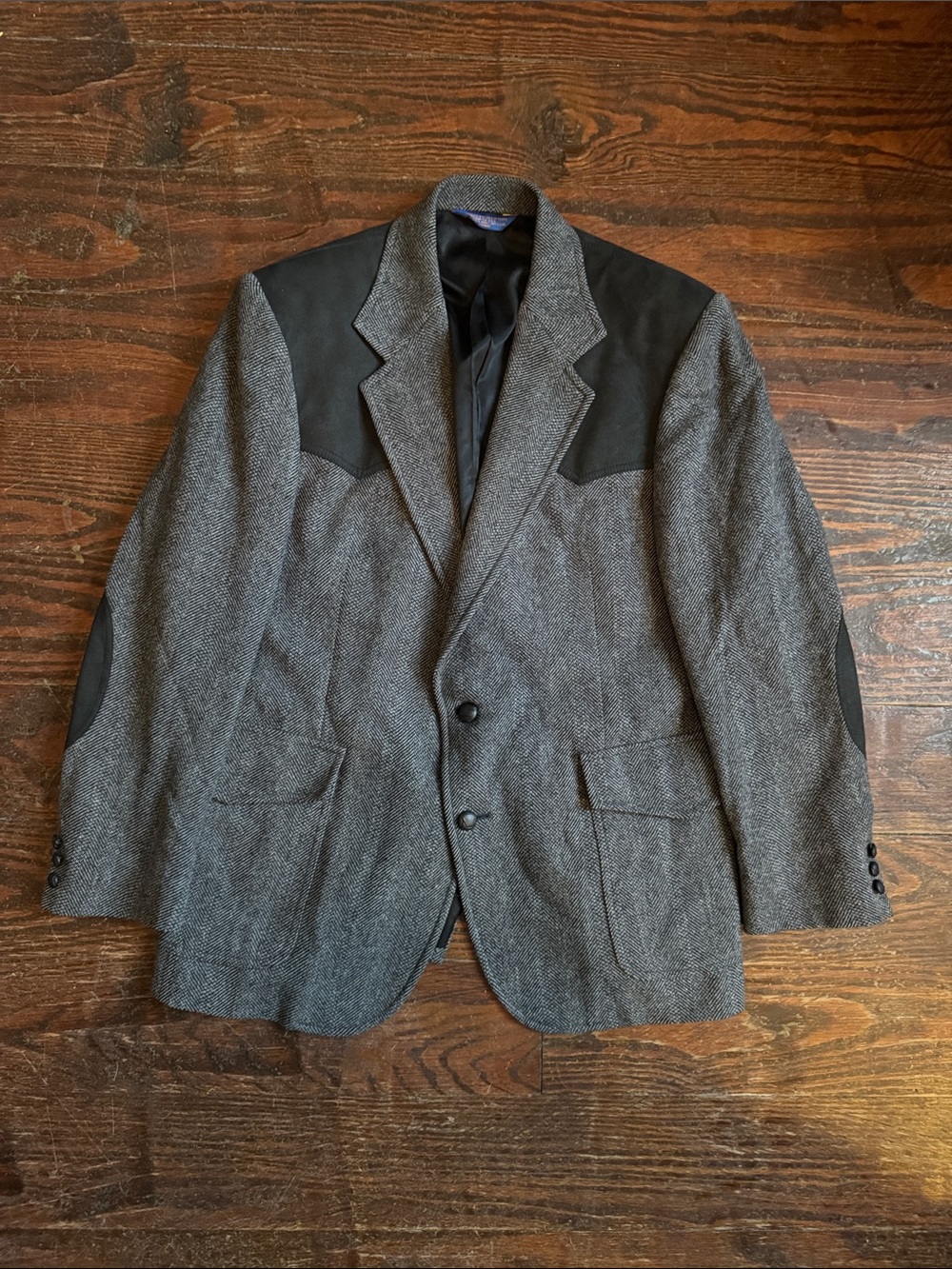 VTG Pendleton Gray Herringbone Wool Western Blazer 42R